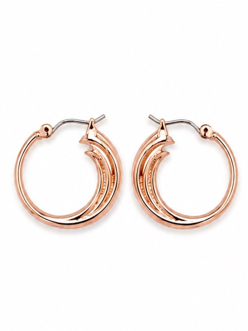 NEW - Chic Rose Gold Triple Swirl Round Hoop Earrings